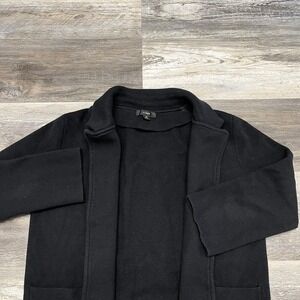 J Crew Black Womens XS Merino Wool Blend‎ Knit Sophie Open Front Sweater Blazer